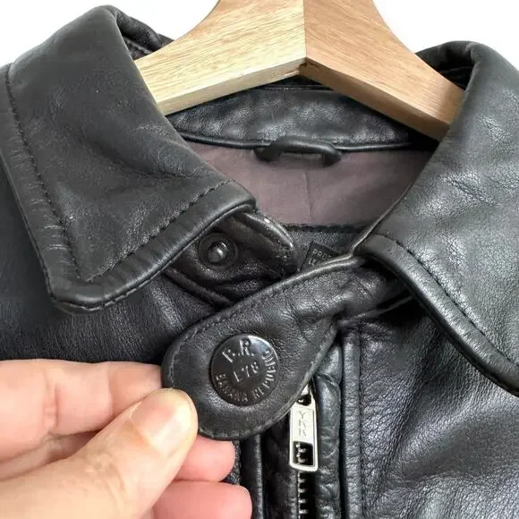 Vintage Banana Republic Dark Brown Military Heavy Leather Jacket Women's Size S - Picture 6 of 12